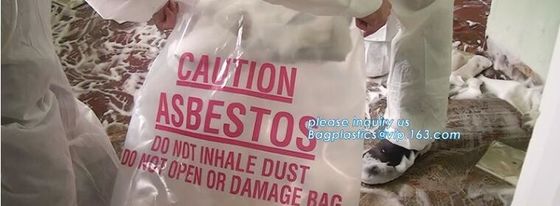 Clear / Yellow LDPE Asbestos Removal Bags, PE Asbestos bags for sand and gravel, disposable plastic yellow poly asbestos