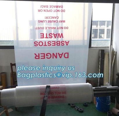 Heavy Duty Custom LDPE Poly plastic waste bags for construction, Disposal Polythene bags For Asbestos Removal bags pac