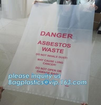 Heavy Duty Custom LDPE Poly plastic waste bags for construction, Disposal Polythene bags For Asbestos Removal bags pac