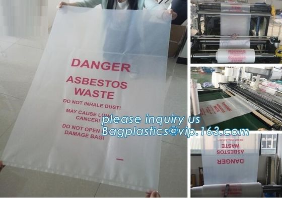 LDPE material customized Logo compostable Industrial heavy duty clear plastic asbestos packaging garbage bags, bagplasti