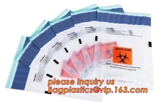 LDPE lab specimen zipper bag customized Printing medicine bags, Lab Bags- Biohazard zipper Locking Plastic Specimen Tran