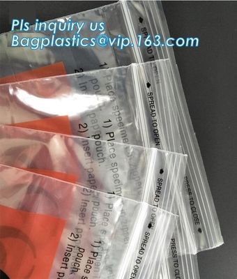 8&quot;*10&quot; BIOHAZARD PRINTED SPECIMEN BAGS with tear off line, 3-wall Biohazard Specimen Bags, Laboratory Specimen Transport