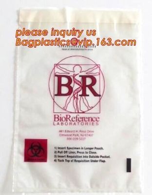 Specimen Biohazard Bag/Zip lockk bag with pocket, Manufacturer BioHazard Medical Specimen Zip Bags, bagplastics, bagease