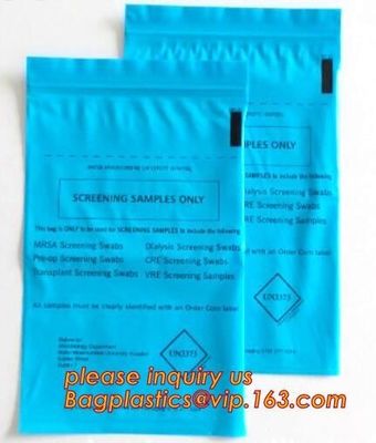 Specimen Biohazard Bag/Zip lockk bag with pocket, Manufacturer BioHazard Medical Specimen Zip Bags, bagplastics, bagease