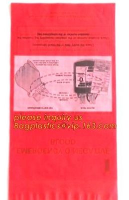biohazard specimen Zip lockk bag with pocket, recycled custom printed ldpe 3 layers specimen bag Zip lockk bag, pac, pacrite
