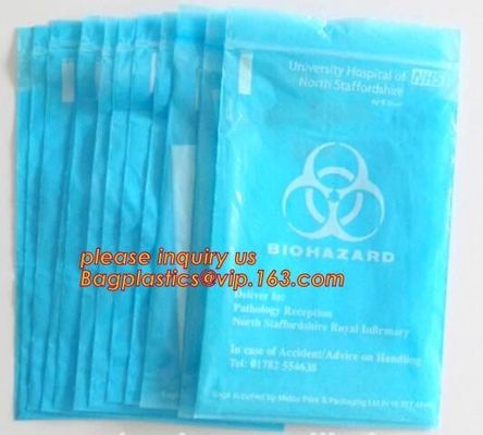 wholesale custom printed ldpe Zip lockk kangaroo pouch plastic zipper bag zip lock biohazard specimen bags with pocket