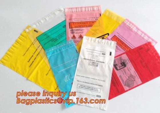 Medical packing Zip lockk sealing plastic biohazard specimen bag customized pouch, Disposable plastic medical waste specim