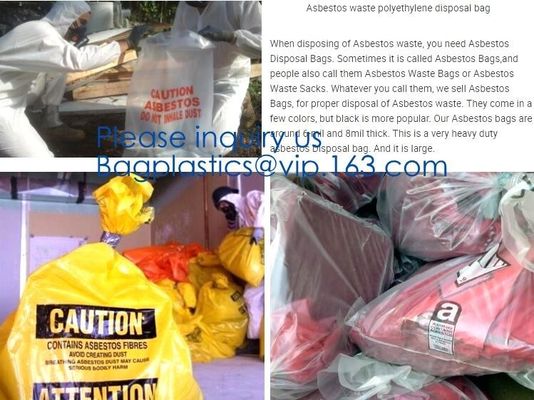 Hazardous Waste Yellow Plastic Bag Asbestos Garbage Bag,large size thicker LDPE asbestos remove bags,asbestos garbage ba