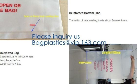 Disposal Asbestos Waste Bags ,Plastic Bags for Asbestos fibers,asbestos waste packaging plastic garbage bag BAGEASE PAC