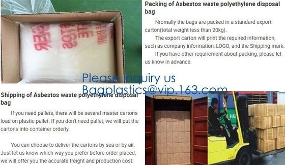 Disposal Asbestos Waste Bags ,Plastic Bags for Asbestos fibers,asbestos waste packaging plastic garbage bag BAGEASE PAC