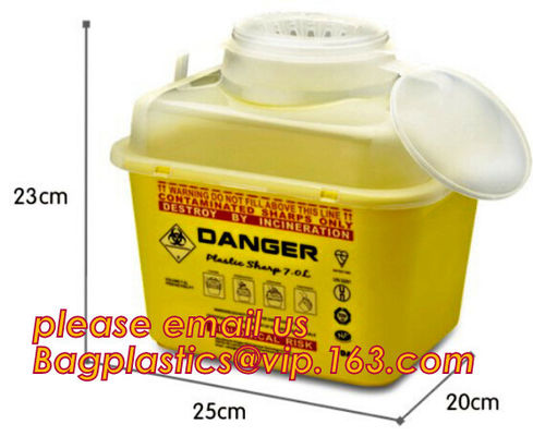 Syringe disposal Safety Sharps container, 5L 8L 10L 15L 23L Medical Biohazard Sharp Needle Container, Medical Plastic Di