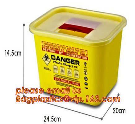 Syringe disposal Safety Sharps container, 5L 8L 10L 15L 23L Medical Biohazard Sharp Needle Container, Medical Plastic Di