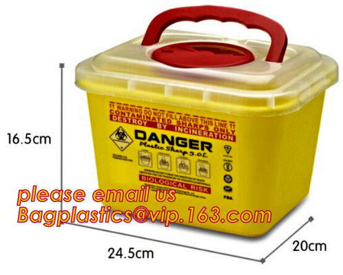 Syringe disposal Safety Sharps container, 5L 8L 10L 15L 23L Medical Biohazard Sharp Needle Container, Medical Plastic Di