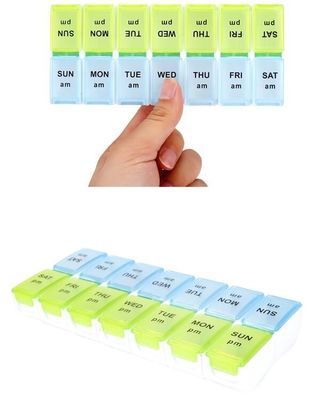 28 compartment one weekly plastic pill container, Fancy 7 day clear plastic detachable drugs box 4 doses daily, PILL