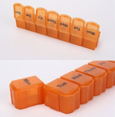 A week multi-function cabinet shape pill container 4 times daily, Random color plastic pill containers 7 compartments dr