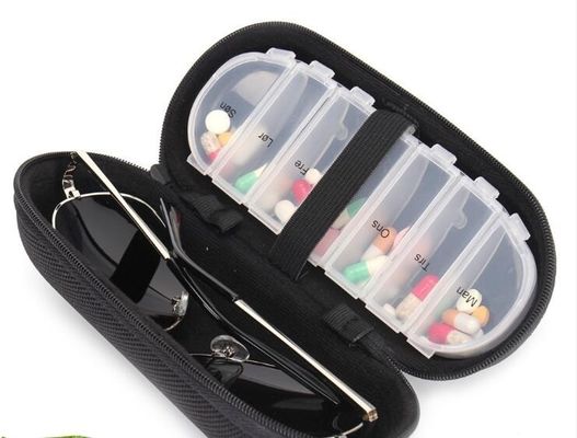 new style 7case plastic pill box with glasses box, one week 28 compartment with biger box plastic pill holder, Pop up pl