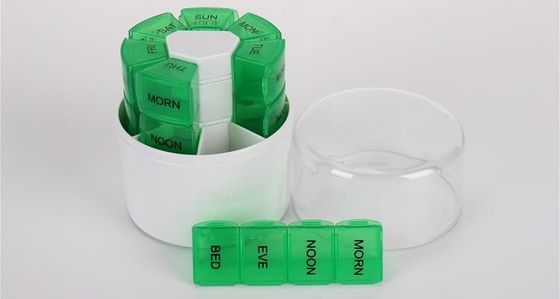 28 compartment column shape plastic pill storage box with pill crush box, Conventional eco-friendly 4 grids plastic trav