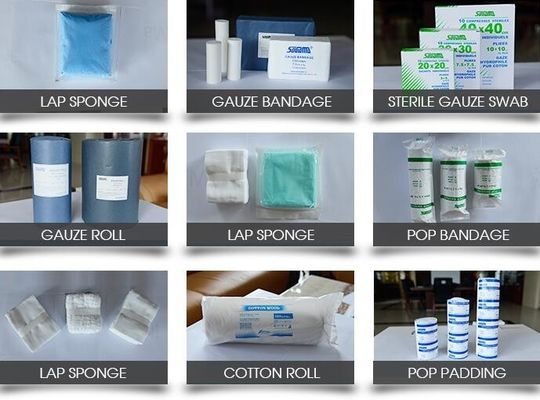 Gauze swab Lap sponge Gauze bandage Sterile paraffin gauze Gauze roll Gauze ball Tampon gauze Triangle bandage Selvage g