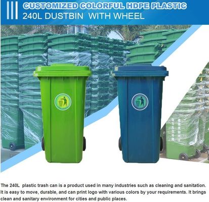 240LCustom plastic garbage bin for outdoor use, Large capacity 660 liter plastic garbage four-wheeled cart with lid bin