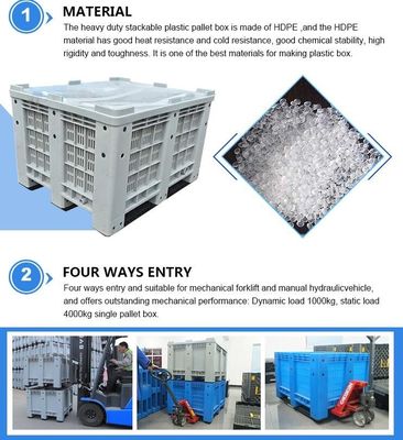 Standard Sizes HDPE Collapsible Plastic Pallet Box, Heavy Duty Industry Storage Use Collapsible Plastic Mega Bin