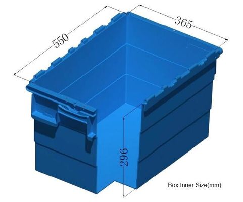 Heavy duty stackable attached lid turnover box, Stackable and nestable plastic shipping tote box for storage or moving