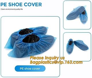 Safety Products Equipment Indoor Disposable medical plastic shoe covers waterproof PE CPE material,PE material blue shoe