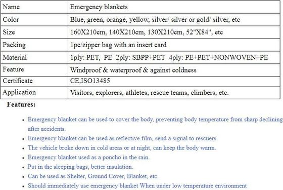 health aluminum foil emergency thermal blanket,Emergency mylar thermal blanket 160 x 210cm,Outdoor Foil Camping Thermal