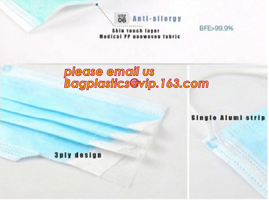 Medical grade protect dust face mask disposable 3 ply paper mask,non-woven face mask in general medical Individual Packi