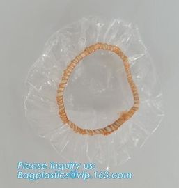 disposable PE shower cap wholesale plastic waterproof shower cap,PE shower cap with elastic band,hotel shower cap biodeg