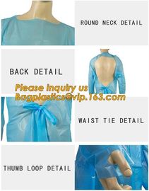 Disposable CPE plastic gown/Plastic coat Elastic cuff/Thumb Cuff,disposable hospital CPE isolation gown /protection gown