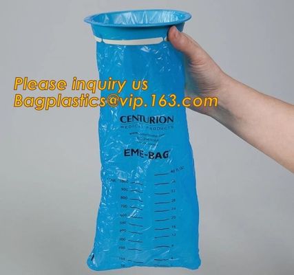 emesis vomit bag disposable,Used for hospita/ travel /airplane/ disposable blue plastic vomit bag with ring Medical Emes