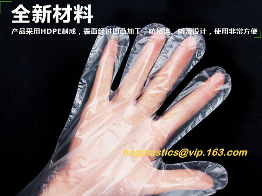 biodegradable compostable disposable plastic pe food handlng gloves, pac,iDisposable Transparent HDPE PE Plastic Gloves