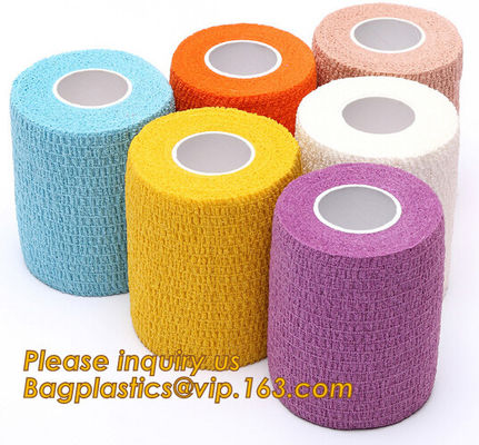 Nonwoven Self Adhesive Colored Vet Wrap Pet Care Sports Elastic Cohesive Bandage,100% cotton zinc-paste elastic bandages