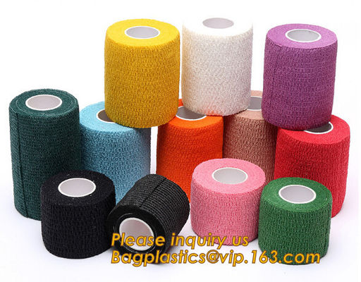 Nonwoven Self Adhesive Colored Vet Wrap Pet Care Sports Elastic Cohesive Bandage,100% cotton zinc-paste elastic bandages