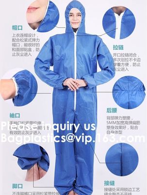 Polypropylene Coverall, Disposable, Elastic Cuff, White, Xlarge,SMS Coverall with Hood, Disposable, Elastic Cuff, X-Larg