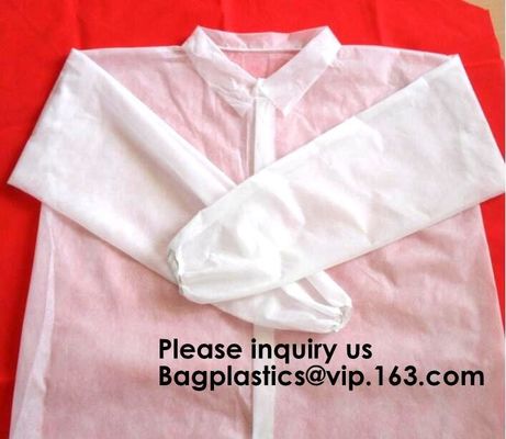 SMS Disposable Hooded White Coveralls Suit Chemical Protective Elastic Wrist Zipper Front Closure, bagease, bagplastics