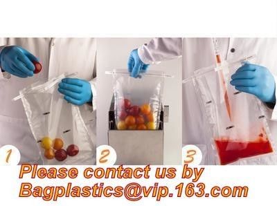 free-standing sterile sample bags for sample transport and storage, lab sterile sampling blender bag with filter, BAGEAS