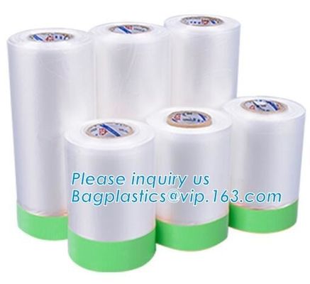 plastic register sealing cloth duct pre-taped masking film,PE material taped clear plastic masking film with dispenser