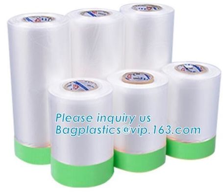 China supplier plastic PE disposable table cloth cover,  Drop film roll with high temperature resistance masking, tape