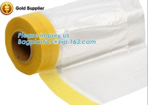 PE protect cover self adhesive mask film taped on one side Plastic cover sheet drop cloth for furniture, masking films