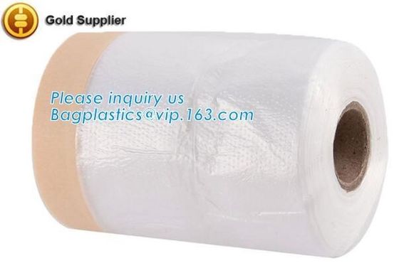 PE protect cover self adhesive mask film taped on one side Plastic cover sheet drop cloth for furniture, masking films