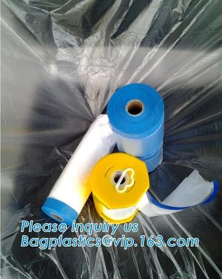 Pre-tapd paint masking film HDPE,Car paint repair masking film with tape, Hot sell masking film with adhesive tape, PAC