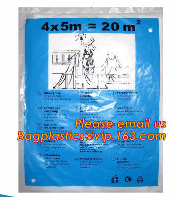 4M X 5M protective plastic drop cloth, disposable plastic paint protective drop cloth, plastic sheet soft cleaning drop