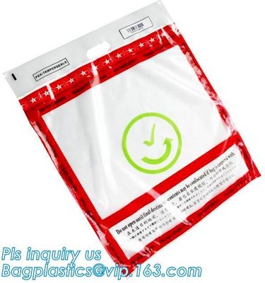 Security Bank Bags with Barcode /QR Code, Safety Plastic Bank Deposit Tamper Proof Cash Security Bags Manufactory, pac