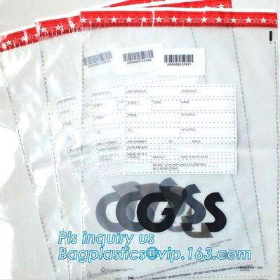 Bank Security Cash Bags/Coin Deposit Bags, Adhesive Seal Tamper Proof Customized Safety Cash Deposit Package Plastic Ban