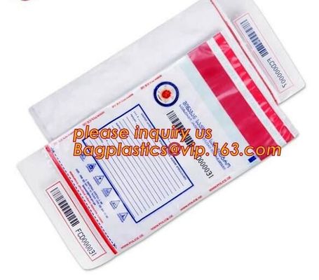 Opaque Tamper Evident Sealing Plastic Bank Money Steb Security Bag / Custom Self Adhesive Plastic Courier Bag, bagease