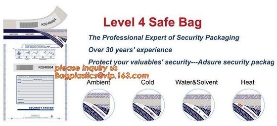 plastic security bank deposit cash money courier tamper evident proof self sealing bag, Level 2 Bank Security Deposit Ba