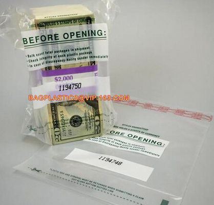 Bank Security Cash Bags/Coin Deposit Bags, Custom Large Clear Heavy Duty Plastic Security Coin Deposit Bags Cash Money B