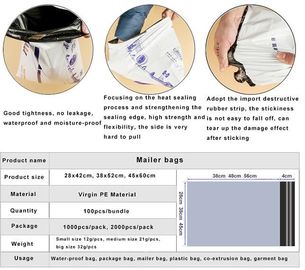 Tear Resistant Custom Unique Design Pe/Poly Ethylene Heavy Duty Poly Mailer Bag With Die-cut Handle, Mailers Self-Sealin