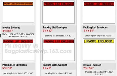 Printed adhesive PAKLIST waterproof packing list enclosed envelopes for Receipt Slips, printed adhesive packing list env